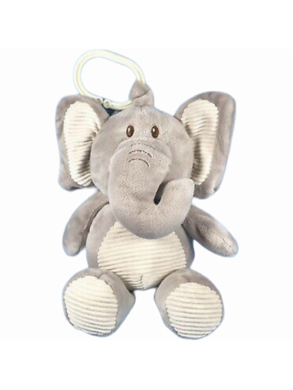 KELLYTOY Elephant Plush Lovey Rattle Clip On Toy Gray Soft Cuddly Crinkle Ears